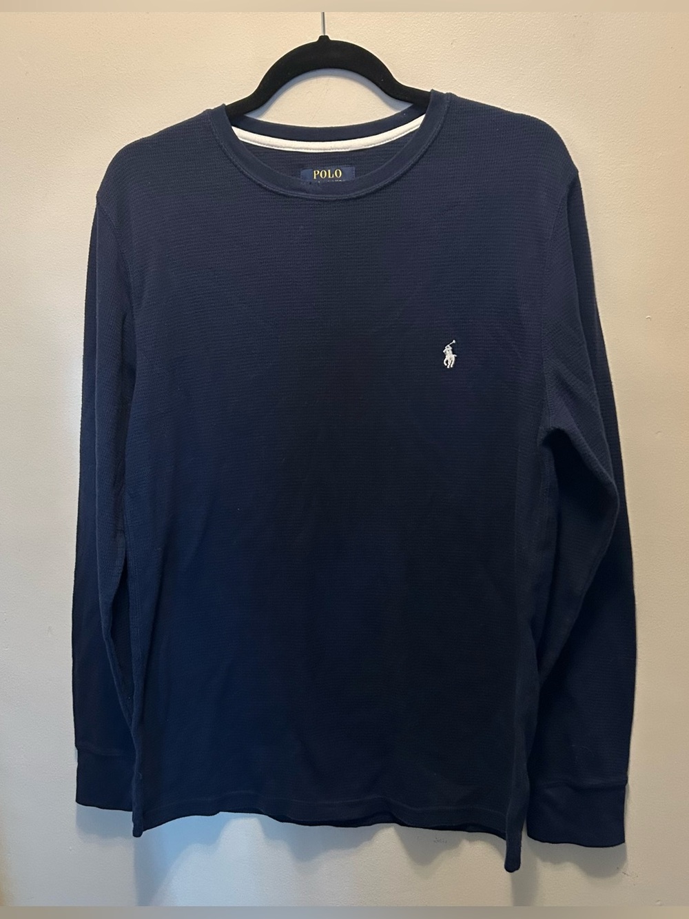 Polo by Ralph Lauren Men's Navy Long-Sleeve Crewneck Thermal Shirt - Large